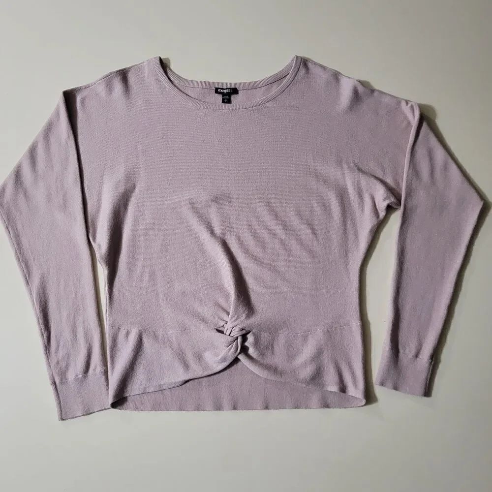 Express Pink Knotted Front Round Neck Dolman Sleeve Sweater